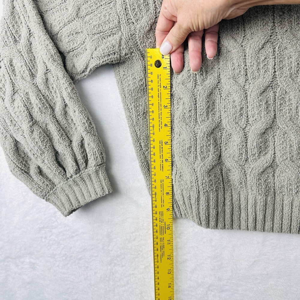 Moon And Madison Womens Sweater M Sage‎ Green Chenille Cowl Neck  Cable Knit EUC - Picture 6 of 13
